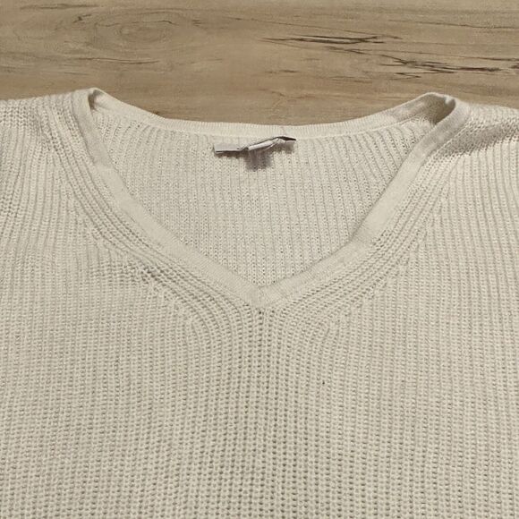 ella moss xs sweater knit v neck lace sleeves hi lo hem cream - Picture 4 of 9